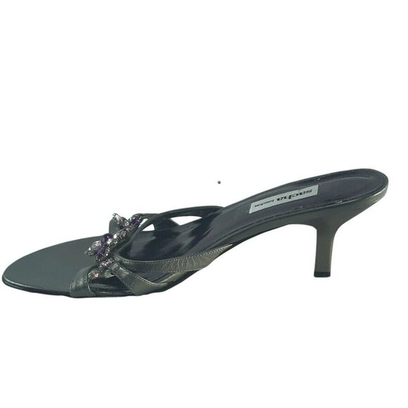 Sacha London Womens Metallic Heeled Sandals With Gemstone Embellishments Size 7 - Picture 8 of 11